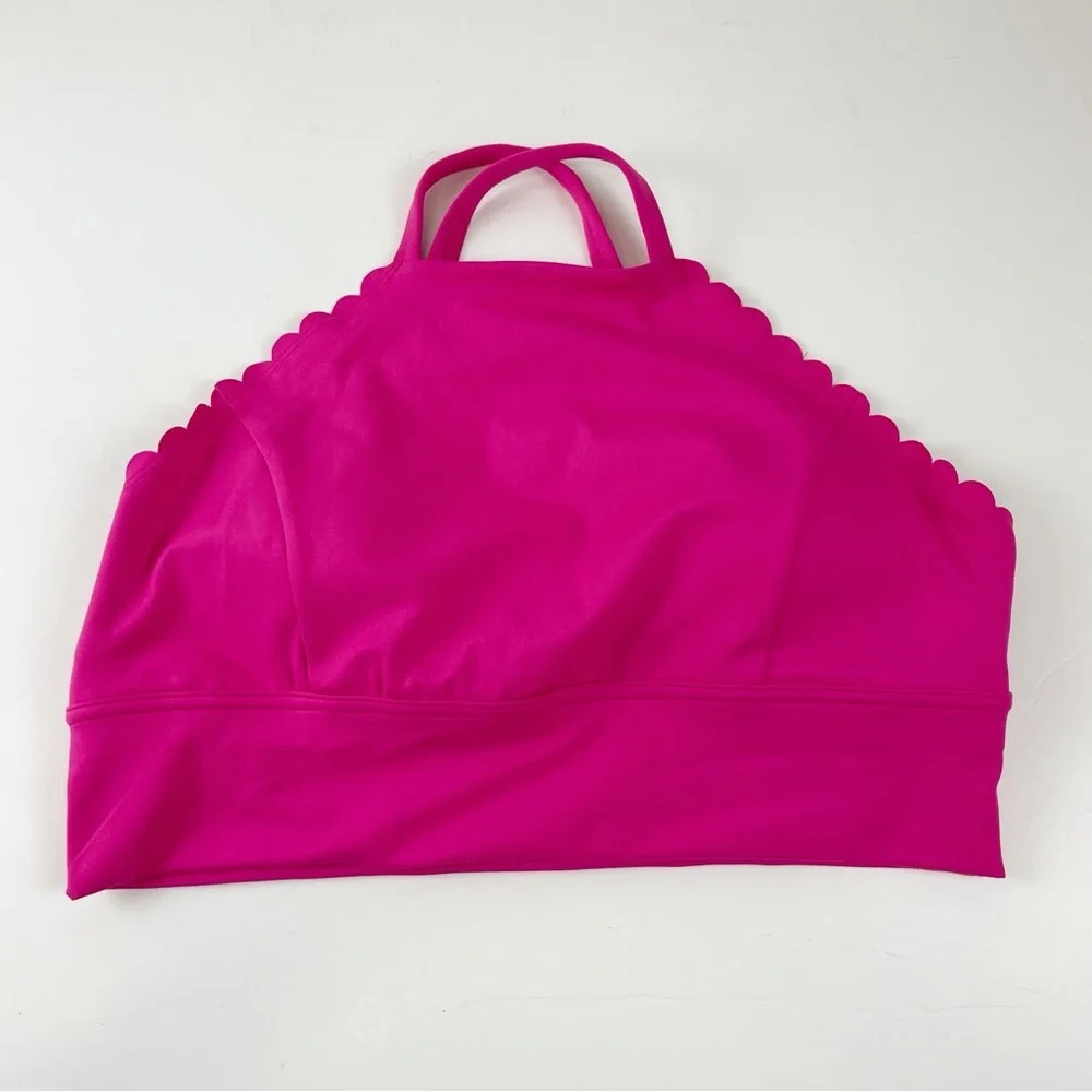 NEW Zella Sports Bra Womens Medium XL Pink Shine Scalloped Crossback NWOT